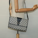 GUCCI GG Supreme Shoulder Bag PVC Navy Gold Auth ep10523-23