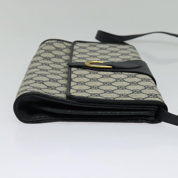 GUCCI GG Supreme Shoulder Bag PVC Navy Gold Auth ep10523