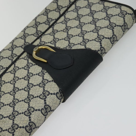 GUCCI GG Supreme Shoulder Bag PVC Navy Gold Auth ep10523