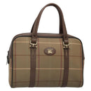 Burberrys Nova Check Hand Bag Canvas Gold Beige Auth ep10525-1