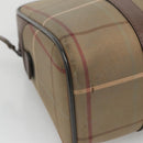 Burberrys Nova Check Hand Bag Canvas Gold Beige Auth ep10525-9