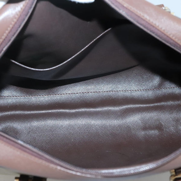 Burberrys Nova Check Hand Bag Canvas Gold Beige Auth ep10525