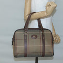 Burberrys Nova Check Hand Bag Canvas Gold Beige Auth ep10525-20