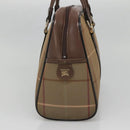 Burberrys Nova Check Hand Bag Canvas Gold Beige Auth ep10525-4
