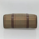 Burberrys Nova Check Hand Bag Canvas Gold Beige Auth ep10525-5