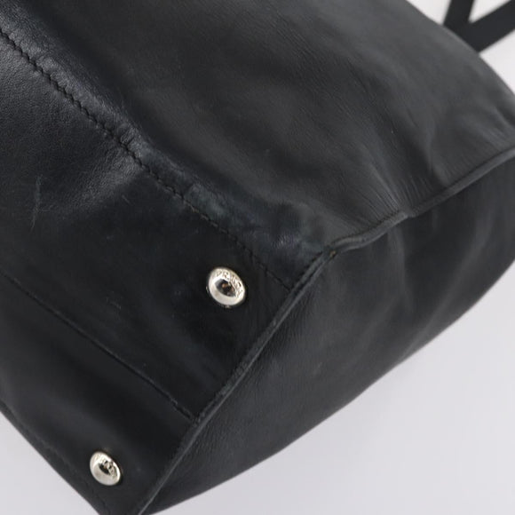 PRADA Tote Bag Leather 2way Black Silver Auth ep10526