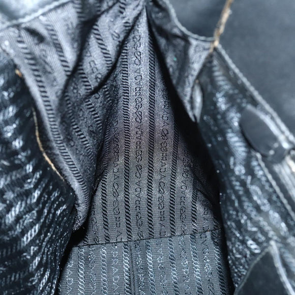 PRADA Tote Bag Leather 2way Black Silver Auth ep10526