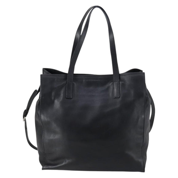 PRADA Tote Bag Leather 2way Black Silver Auth ep10526