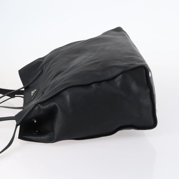 PRADA Tote Bag Leather 2way Black Silver Auth ep10526