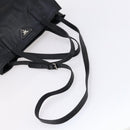 PRADA Tote Bag Leather 2way Black Silver Auth ep10526-7