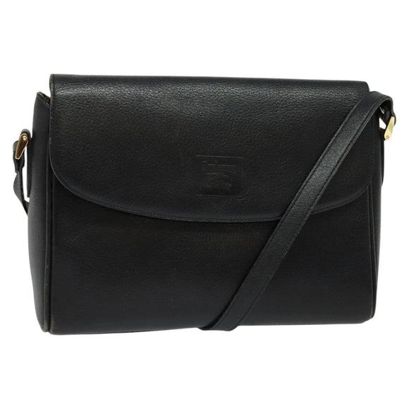 Burberrys Shoulder Bag Leather Gold Black Auth ep10528