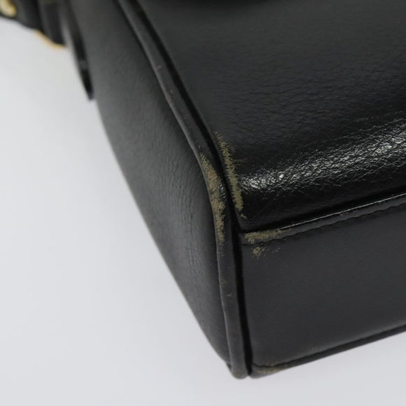 Burberrys Shoulder Bag Leather Gold Black Auth ep10528