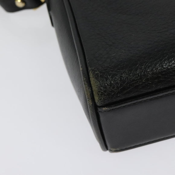 Burberrys Shoulder Bag Leather Gold Black Auth ep10528