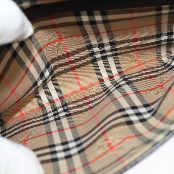 Burberrys Shoulder Bag Leather Gold Black Auth ep10528