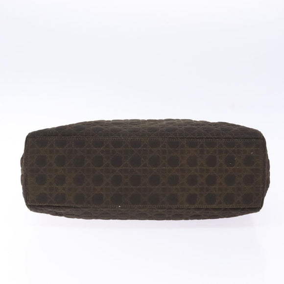 Christian Dior Lady Dior Canage Hand Bag Nylon Khaki Gold Auth ep10529