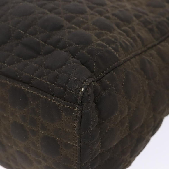 Christian Dior Lady Dior Canage Hand Bag Nylon Khaki Gold Auth ep10529