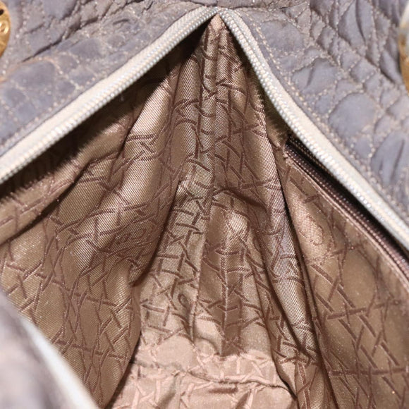 Christian Dior Lady Dior Canage Hand Bag Nylon Khaki Gold Auth ep10529