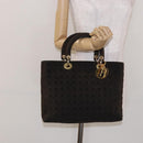 Christian Dior Lady Dior Canage Hand Bag Nylon Khaki Gold Auth ep10529-22