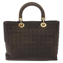 Christian Dior Lady Dior Canage Hand Bag Nylon Khaki Gold Auth ep10529-3