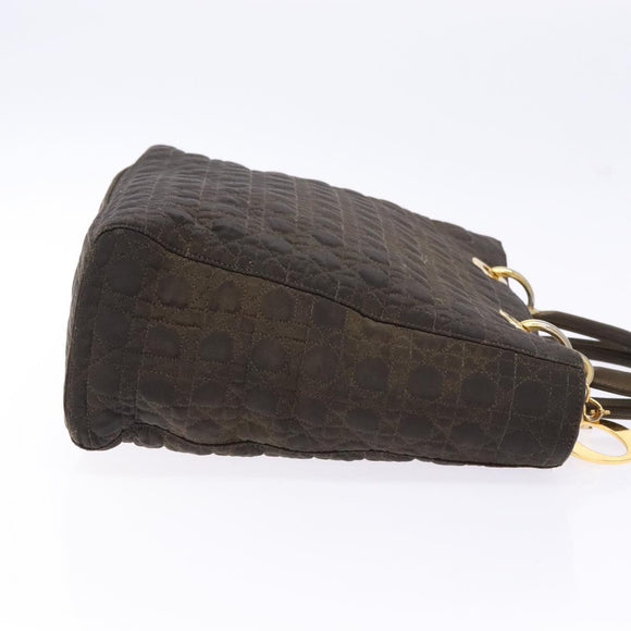 Christian Dior Lady Dior Canage Hand Bag Nylon Khaki Gold Auth ep10529