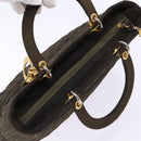 Christian Dior Lady Dior Canage Hand Bag Nylon Khaki Gold Auth ep10529-6