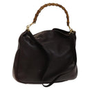 GUCCI Bamboo Hand Bag Leather 2way Brown Gold Auth ep10532-1