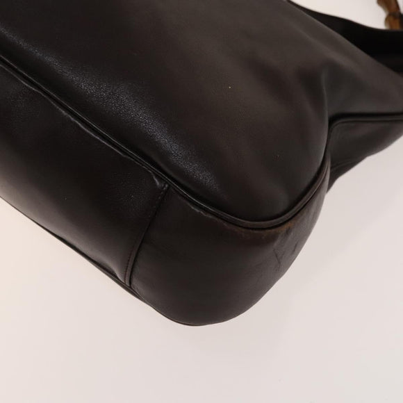 GUCCI Bamboo Hand Bag Leather 2way Brown Gold Auth ep10532