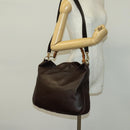 GUCCI Bamboo Hand Bag Leather 2way Brown Gold Auth ep10532-21
