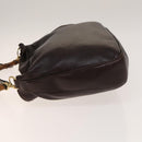 GUCCI Bamboo Hand Bag Leather 2way Brown Gold Auth ep10532-4