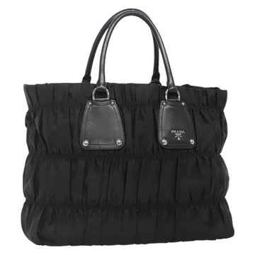 PRADA Tote Bag Nylon Black Silver Auth ep10543