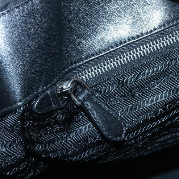 PRADA Tote Bag Nylon Black Silver Auth ep10543