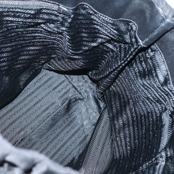 PRADA Tote Bag Nylon Black Silver Auth ep10543