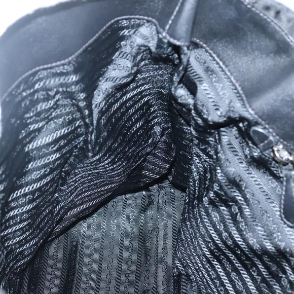 PRADA Tote Bag Nylon Black Silver Auth ep10543