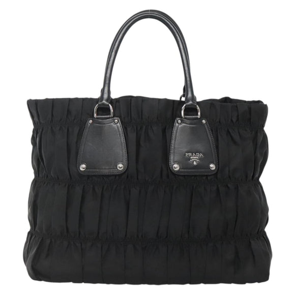 PRADA Tote Bag Nylon Black Silver Auth ep10543