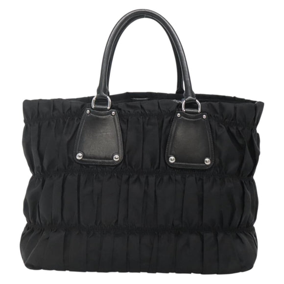 PRADA Tote Bag Nylon Black Silver Auth ep10543