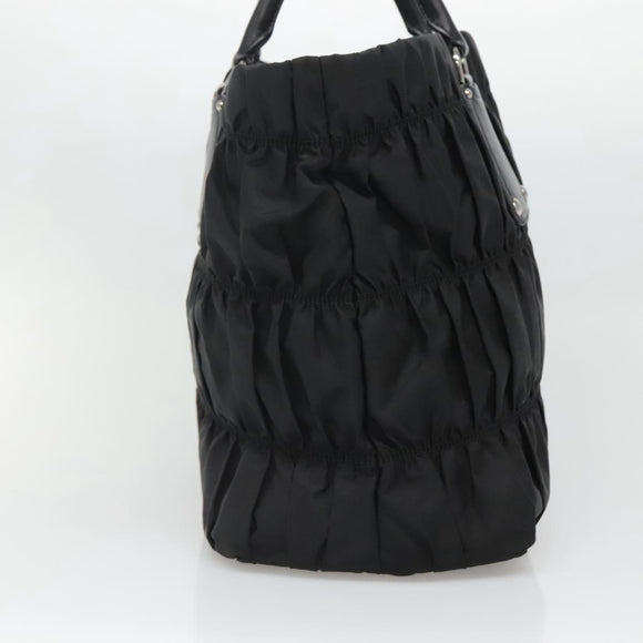 PRADA Tote Bag Nylon Black Silver Auth ep10543