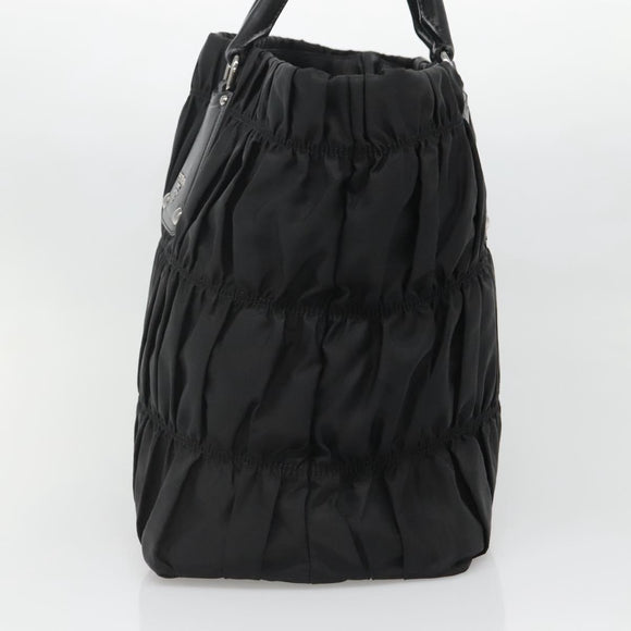 PRADA Tote Bag Nylon Black Silver Auth ep10543