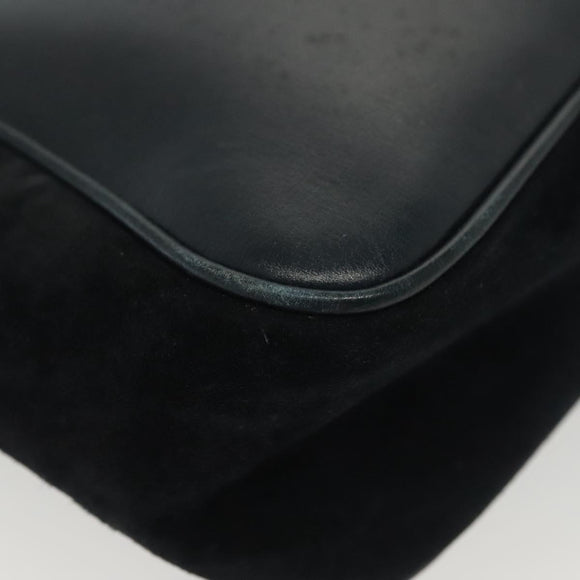 GUCCI Shoulder Bag Suede Navy Gold Auth ep10549