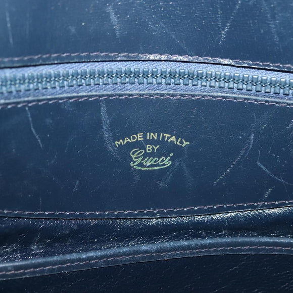 GUCCI Shoulder Bag Suede Navy Gold Auth ep10549