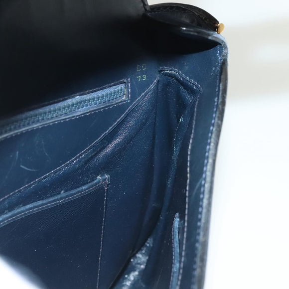 GUCCI Shoulder Bag Suede Navy Gold Auth ep10549