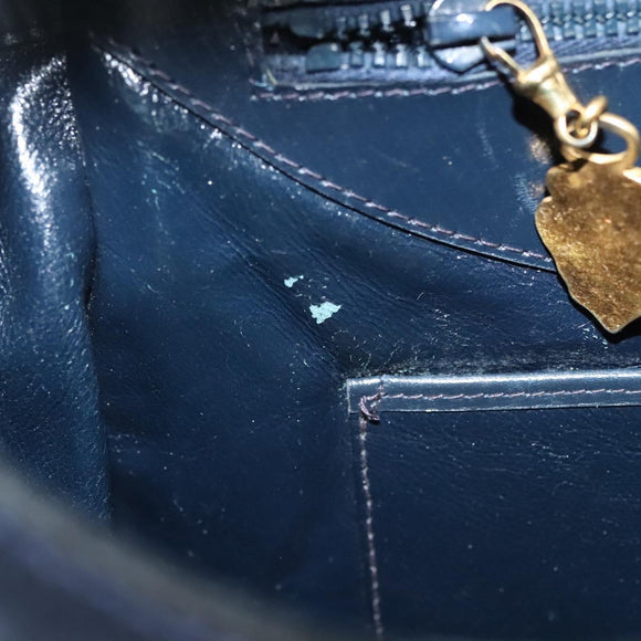 GUCCI Shoulder Bag Suede Navy Gold Auth ep10549