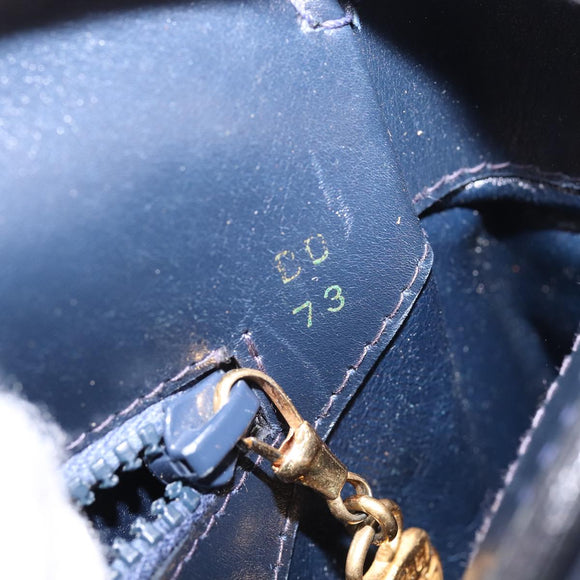 GUCCI Shoulder Bag Suede Navy Gold Auth ep10549