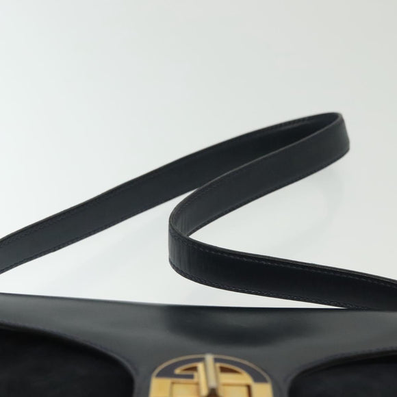 GUCCI Shoulder Bag Suede Navy Gold Auth ep10549