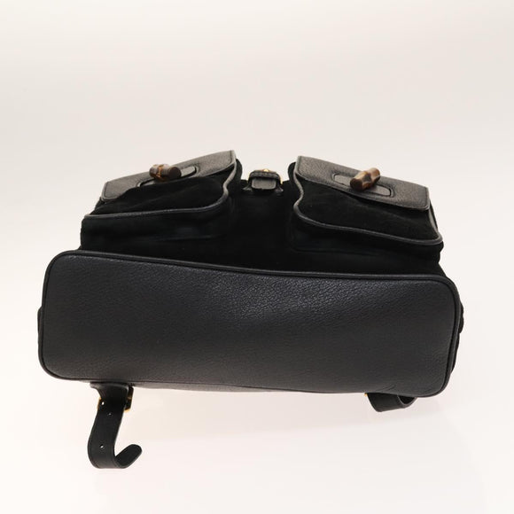 GUCCI Bamboo Backpack Suede Black Gold 003 2058 0016 Auth ep10550