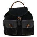 GUCCI Bamboo Backpack Suede Black Gold 003 2058 0016 Auth ep10550-2