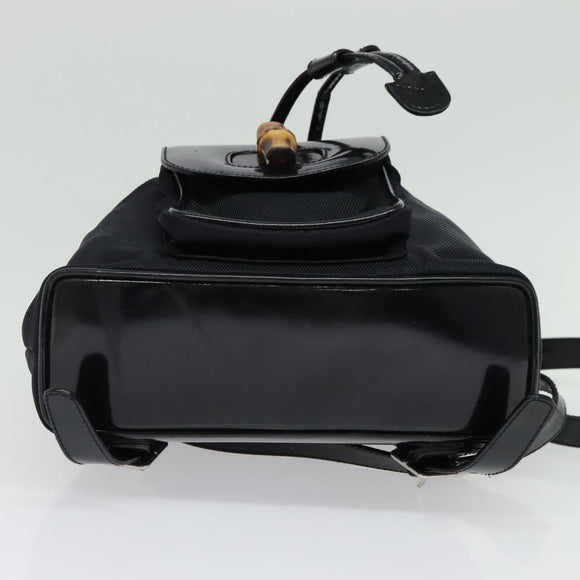 GUCCI Bamboo Backpack Nylon Black Silver 003 3444 0030 Auth ep10557