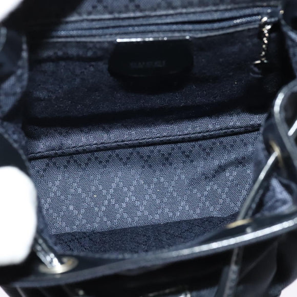 GUCCI Bamboo Backpack Nylon Black Silver 003 3444 0030 Auth ep10557