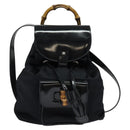 GUCCI Bamboo Backpack Nylon Black Silver 003 3444 0030 Auth ep10557-13