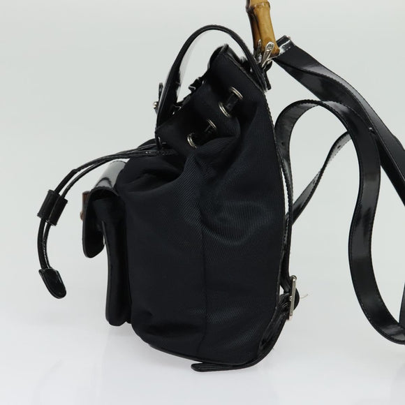 GUCCI Bamboo Backpack Nylon Black Silver 003 3444 0030 Auth ep10557