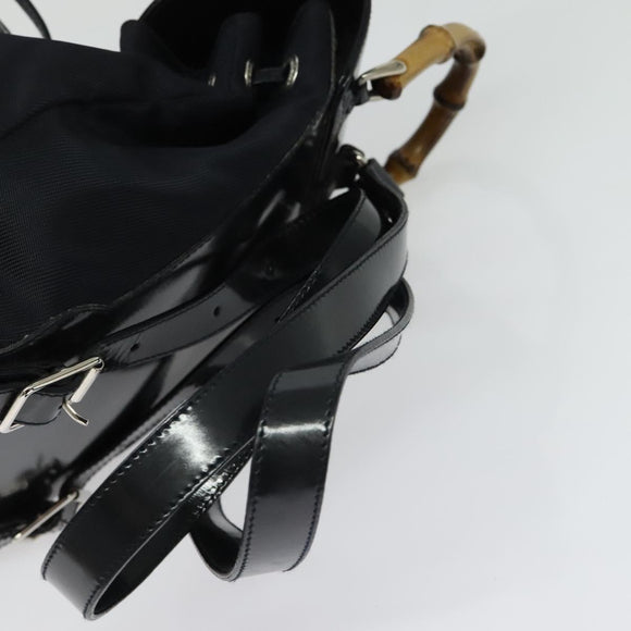 GUCCI Bamboo Backpack Nylon Black Silver 003 3444 0030 Auth ep10557